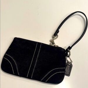 Coach Black Clutch Wristlet with Silver Hardware
